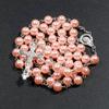 Collana con Ciondolo Rosario di Perle Finte Stile Vintage Ciondoli Religiosi Rosario Cattolico