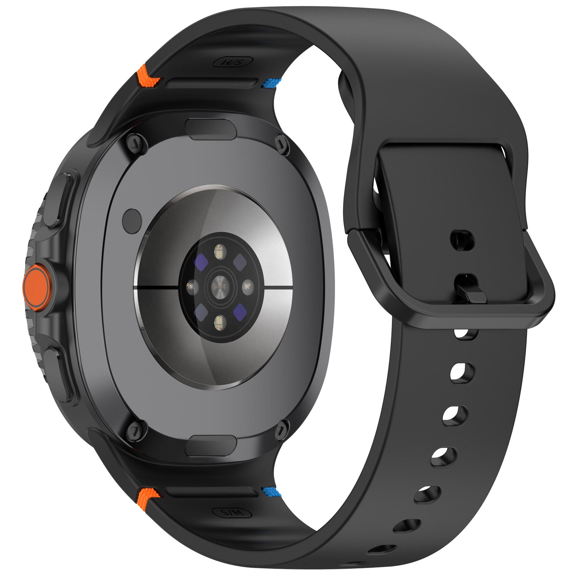 

Watch Band for Samsung Galaxy Watch8 44mm/40mm/Watch8 Classic 43mm Stitching Line Decor Silicone Strap,Size S Black