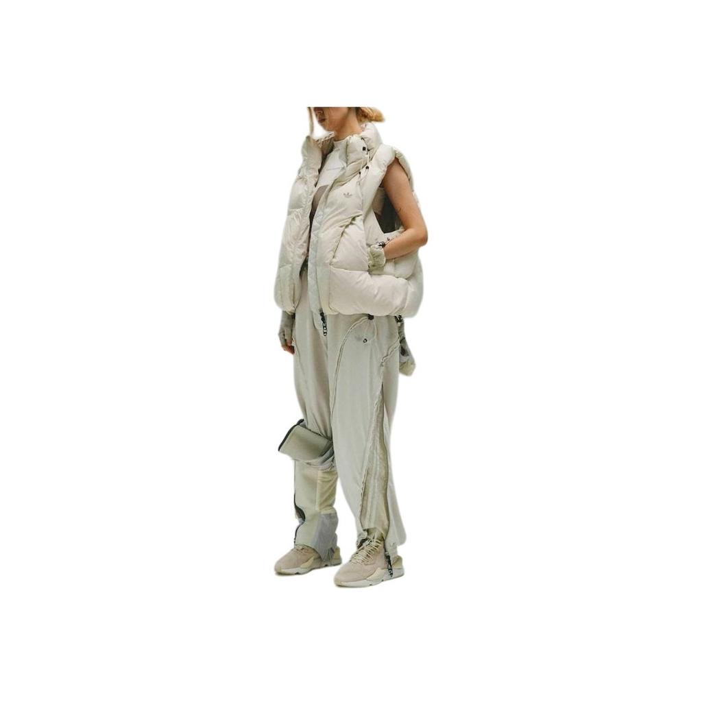 Adidas Originals X Hamcus Collaboration FW23 Solid Color Quilted Logo Drawstring Zipper Down Vest Unisex Vests White IU4839