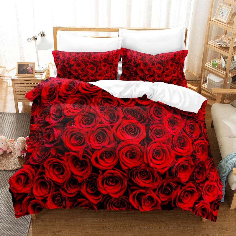 3D Digital Printing Kit Home Textile Quilt Cover Bed Sheet Bedding Three-Piece Set