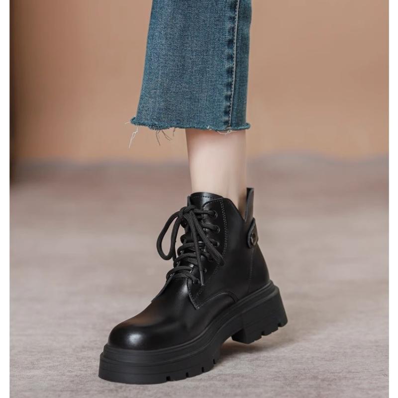 Fashionable Versatile Women'S Boots Spring Autumn New Leisure Simple Comfortable Square Toe Thick Heel Women Short Boots 40