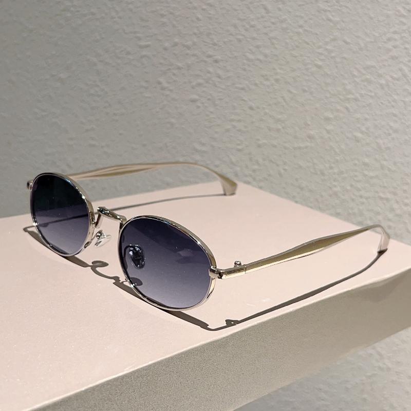 

Винтажные овальные солнцезащитные очки Мужские Новые с металлической оправой Декор для улицы Оттенки Женские Модные Модные Дизайнерские Солнцезащитные очки класса люкс as picture shows