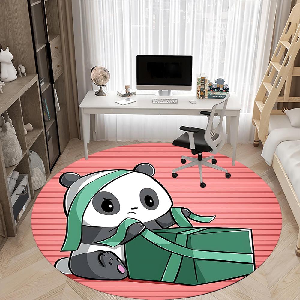 1pc Panda Package Office Round Area Rug, Indoor Mat Suitable For Office, Under Office Chairs Bedroom Living Room Home Decor, Room Deco