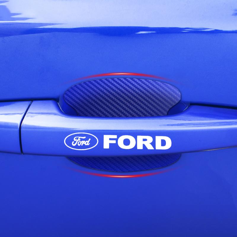 Car Door Sticker Carbon Fiber Scratches Auto Handle Protection Film For Ford F150 F250 Edge Escape Transit Fusion