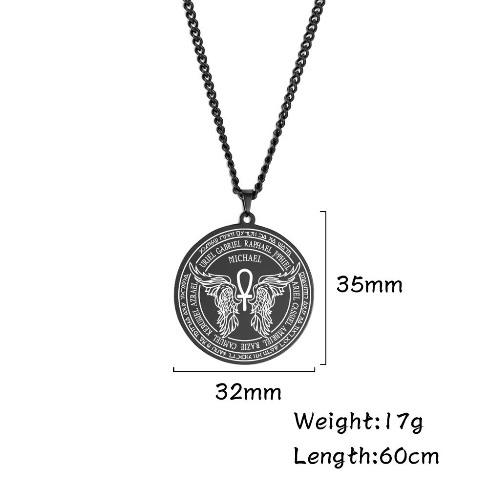 LIKGREAT Archangel Michael Necklace Seal of Solomon Spiritual Necklaces Good Luck Protection Amulet Stainless Steel Jewelry Gift