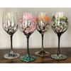 Handmade Painted Glass Wine Glasses Four Seasons Tree Goblet Gift for Friend
