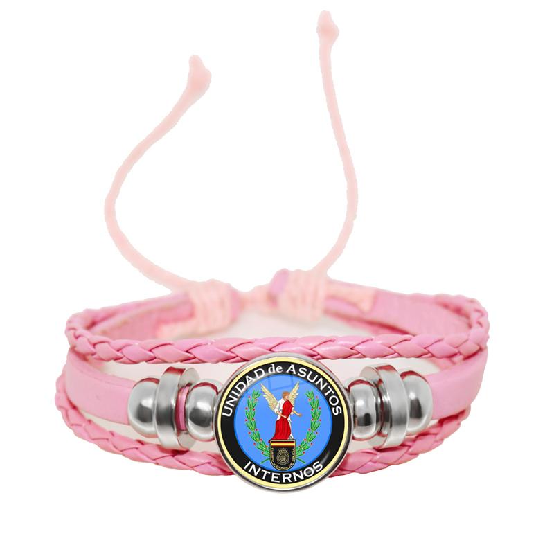 España Guardia Civil El Honor Es Mi Divisa Glass Leather Bracelets Multilayer Spanish Police Braided Bracelets Bangles Jewelry