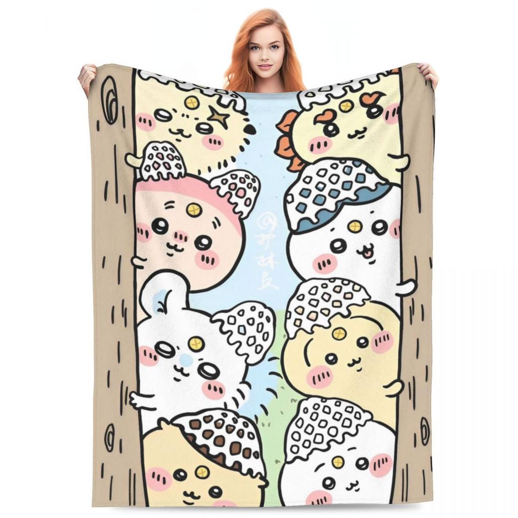 Cute Chiikawa Blanket Soft Warm Comfortable Plush Throw Blanket For Outdoor Picnic Flannel Bedspread Bed Cover