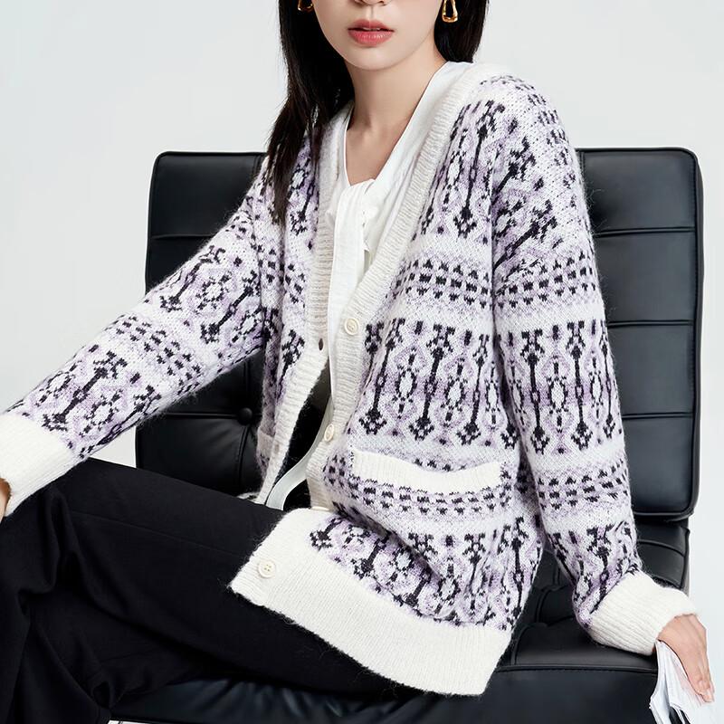 Women's Color-Block V-Neck Knit Cardigan Sweater