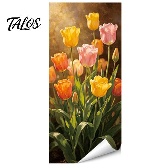 Realistic Flower Print Bin Art Floral Trash Can Stickers, Waterproof Self‑Adhesive Decals, Vintage Pattern Decor Weather Resistant Mailbox Adhesive