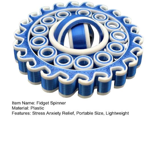 Wave Fidget Spinner Toy Stress Anxiety Relief Kids Teens Adults 3D Printed