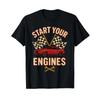Start Your Engines Vintage Mechanics Flag Race Car T Shirt Vintage Slightly Comfortable Streetwear Graphic Stretched