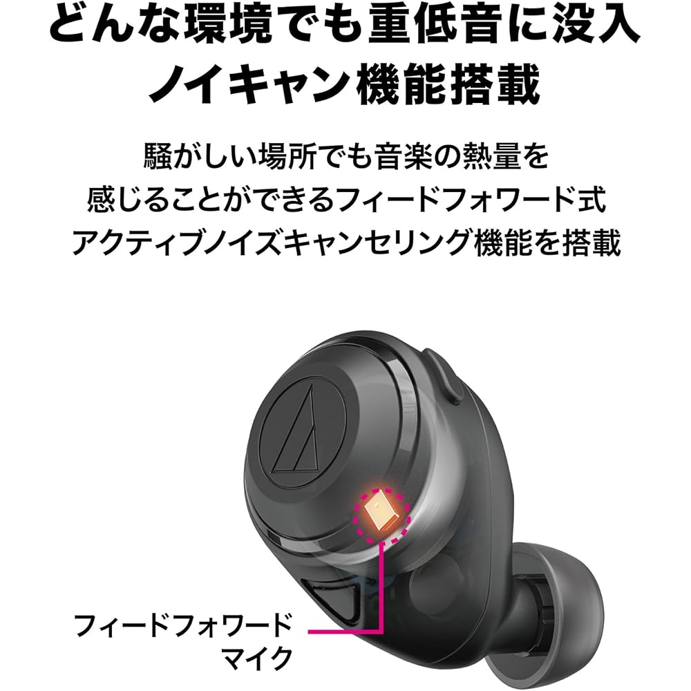 Audio-Technica ATH-CKS50TW BK Wireless Earbuds: Bluetooth/Wireless Earbuds, Noise Cancellation, D...