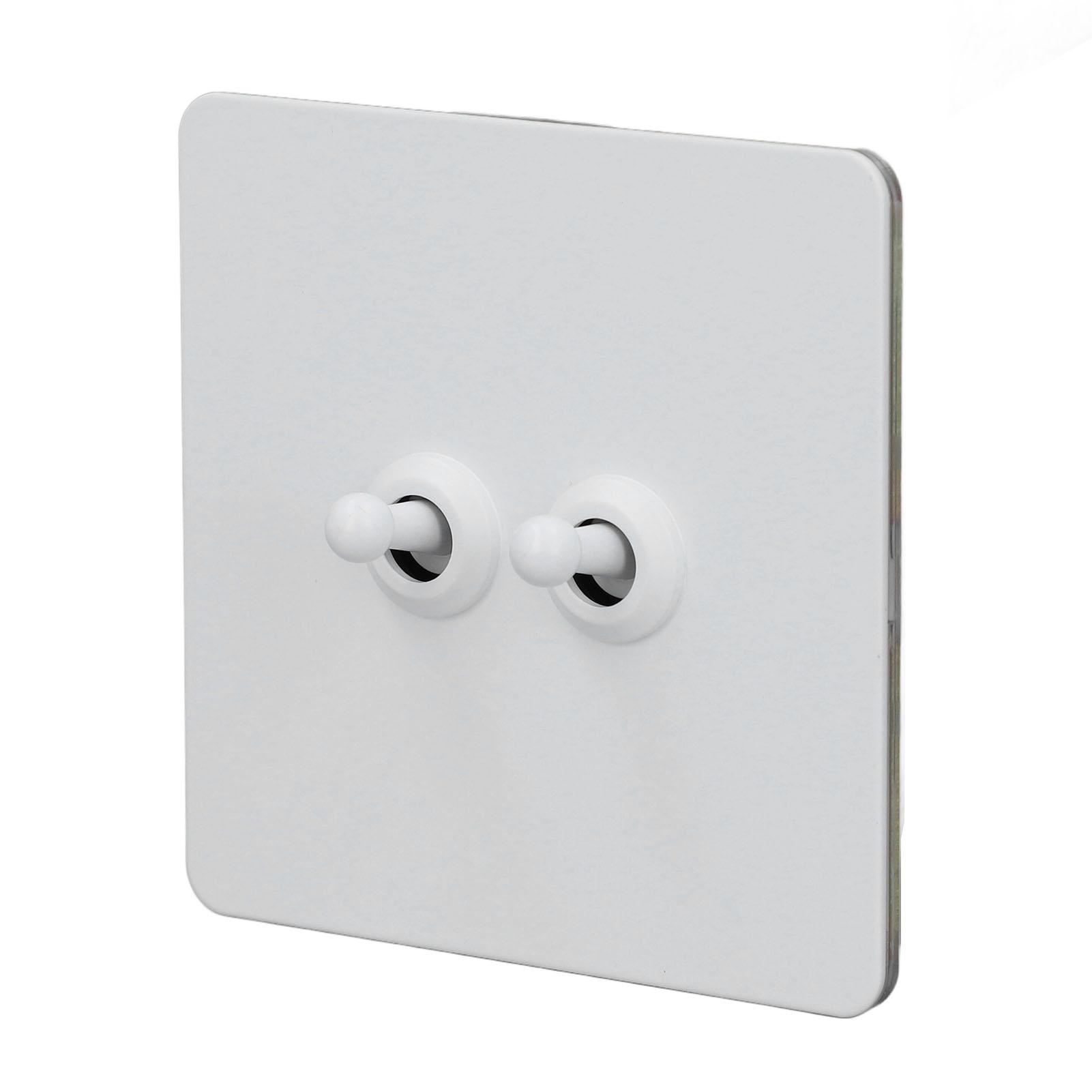 Настенный тумблер Панель из нержавеющей стали Изолированное основание из ПК 2-клавишный 2-полюсный тумблер Минималистичный белый