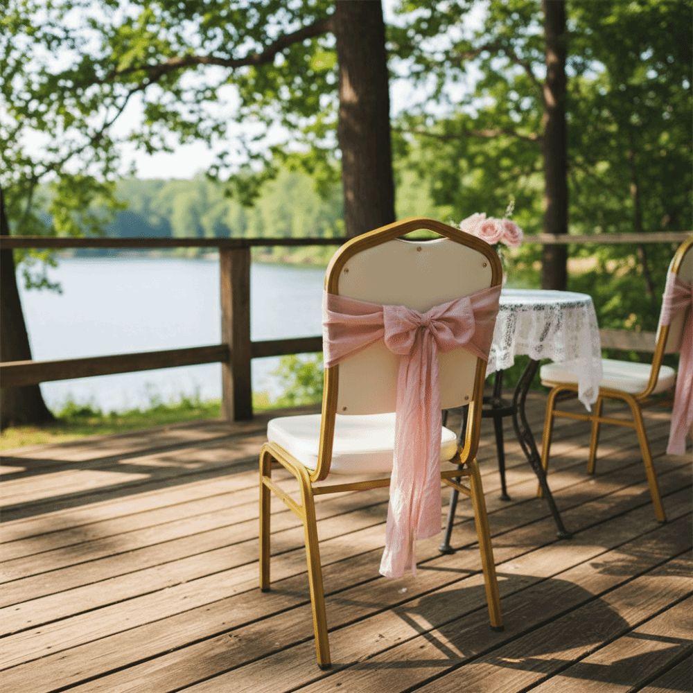 2Pcs Decoration Supplies Rustic Chair Sashes Cheesecloth Overlock Tulle Chair Ties 11 Colors Elegant Chair Cover Home Decoration