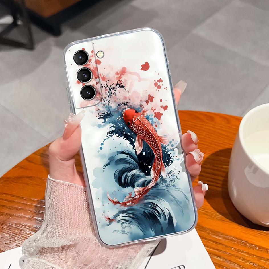 Back Cover For Samsung S21 S22 S23 Ultra Plus S6 S7 S9 Edge Bumper Case Screen Protector Luxury Graffiti Butterfly Silicone Soft TPU Transparent Shell