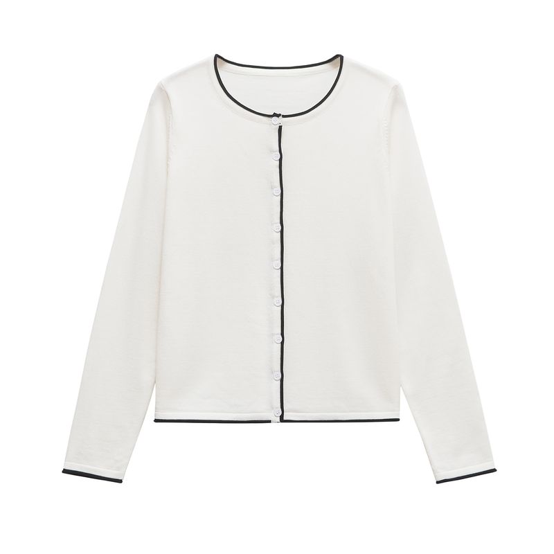Kaslead New Women clothes Western Style Versitile Fashion Knitted with Trim Outerwear 3471016