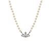 Vivienne Westwood Mini Pearl Bas Necklace Silver 63010100 02p104