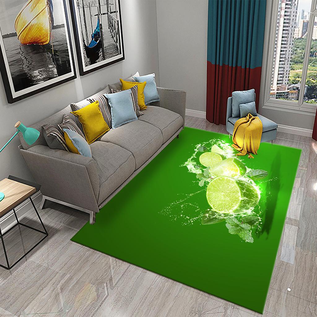 Yellow and Green Lemon Carpet Fresh Fruit Pattern Doormat Bathroom Kitchen Anti-slip Carpet Bedroom Living Room Decor Floor Rugs