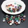 5Pcs/Pack Faceted Natural Stone Beads with Hole, Square Crystal Agate Amethyst Malachite Turquoise Gem Loose Beads for DIY Jewelry Accessories 12x12mm