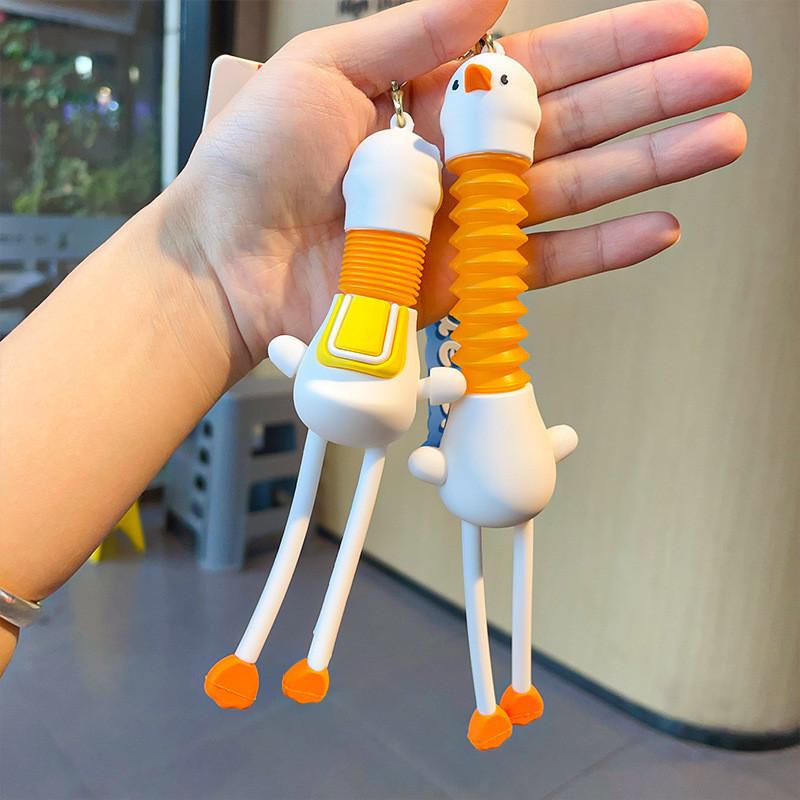 And Playful Cute Goose Keychain With Long Legs Silicone Cartoon Keyring
