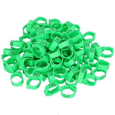 100pcs Poultry Foot Ring Chicken Duck Bird Buckle Type Clip Ring with Sign Feeding SuppliesGreen