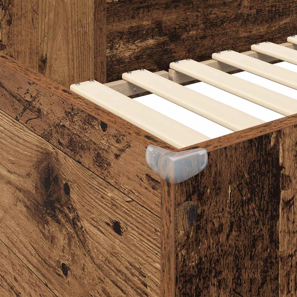 Loft Bed Frame with Desk Reclaimed Wood Look 90 x 200 cm