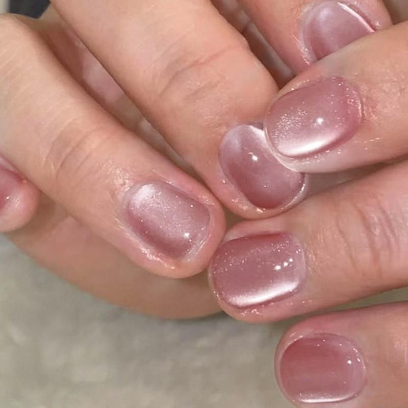 Press On Nail Glossy Glitters Fake Nail Stick On Nail Cats Eye Acrylic Fake Nail Gel Polished Glues on Nail 24Pcs