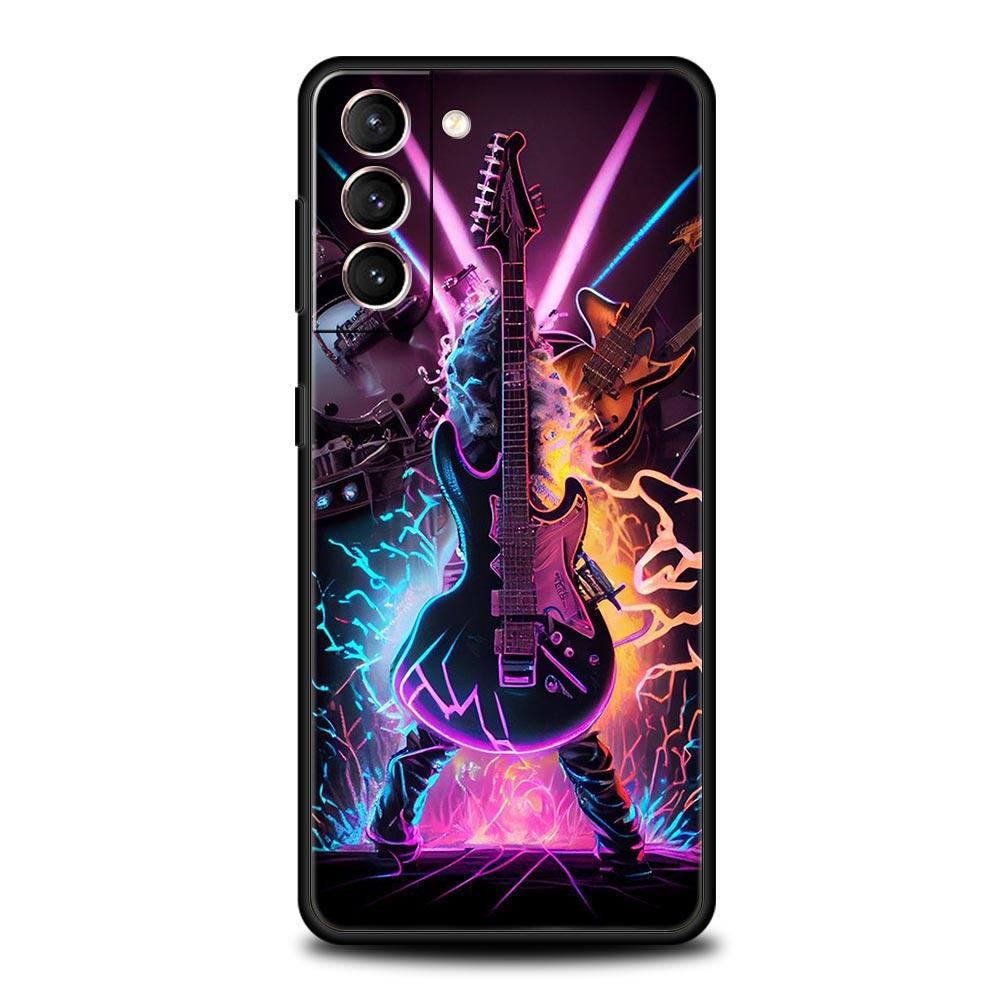 Guitar Music Art Phone Case For Samsung Galaxy S26 Ultra S25 Plus S24 FE S23 S22 5G S21 S20 Cover Black Soft