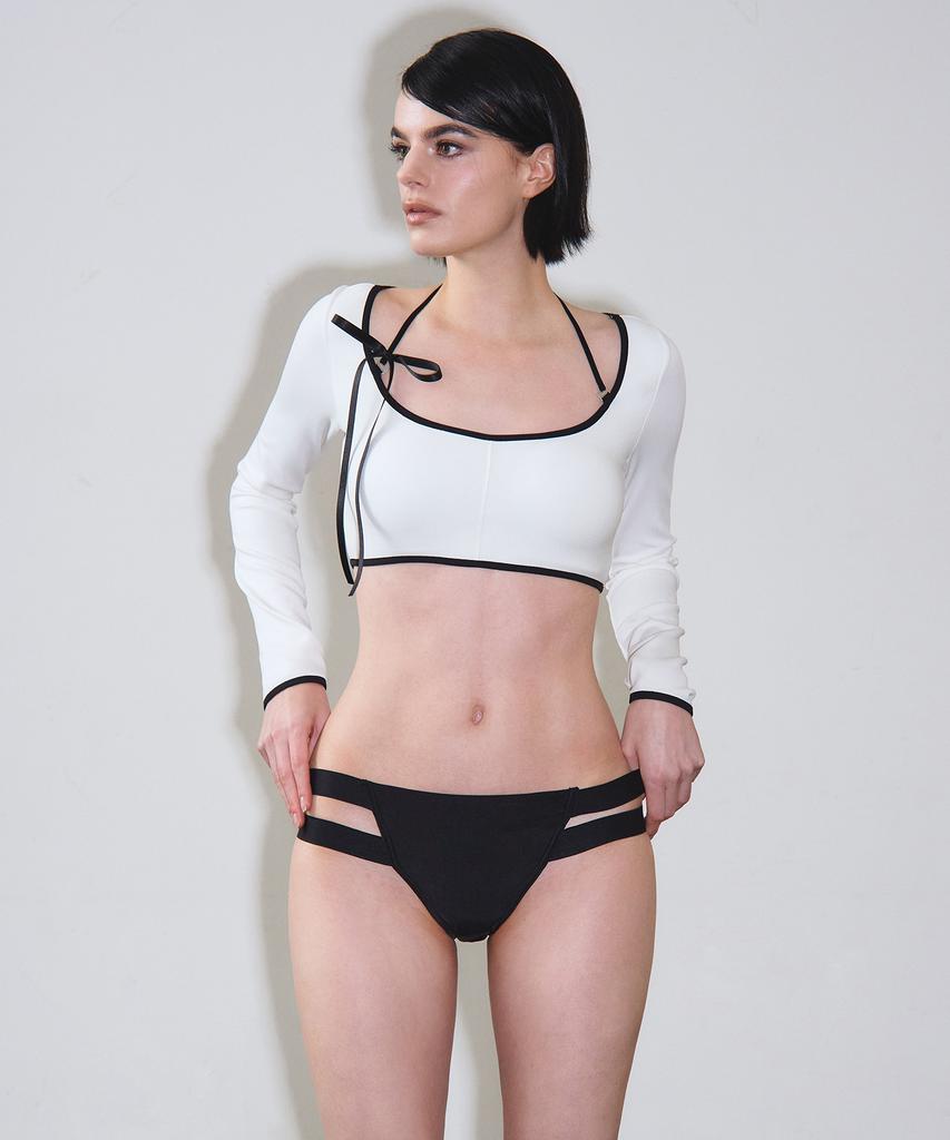 VINAJ Halter Side Ribbon Line Classic Bikini Bra (White)