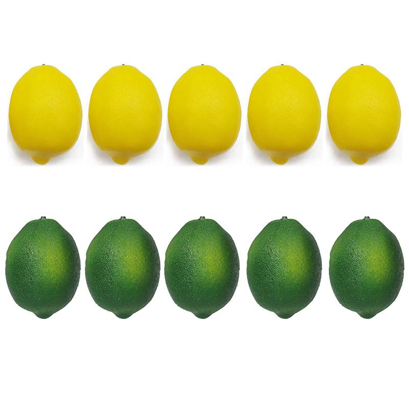 

WTEMPO Double Colour Durable Fake Lemons Ornaments Artificial Lemons Fake Fruits Decorations for Kichen Party Chirstmas Decor Photography Props 6.5*9.5cm*10pcs