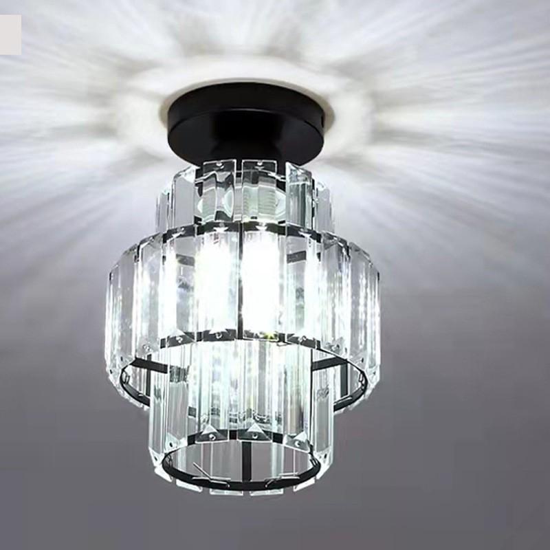 Elegant Gold Crystal Chandelier for Corridor, Balcony, or Cloakroom - Surface-Mounted Decorative Downlight