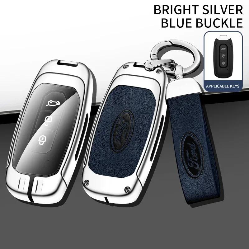

Car Sticker 2026 Ford New 2025 Hot Car Metal Leather Remote Key Case Cover For Ford Territory EV EcoBoost S350 Yuhoo 7 8 Transit