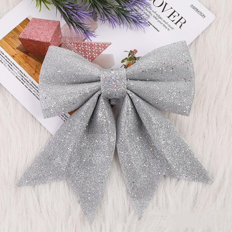 5PC Christmas Bows Hanging Decorations Gold Silver Bowknot for Christmas Tree Glitter Ornaments Pendant Xmas Gift Party Decor