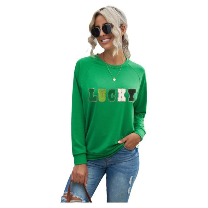 

Fall 2024 New Arrival Fashion Letter Embroidery Pattern Sweatshirt Women European and American Leisure Loose Long Sleeves Bottoming Shirt Women Green S code fits (45.00 kg-55.00 kg