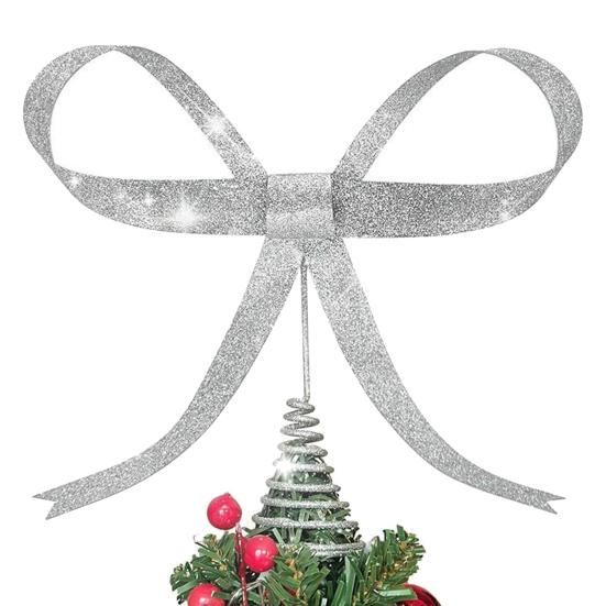 Glitter Metallbåge Trädtopp Stor Champagne/Guld/Silver/Röd Båge Julgransdekoration för Högtidsfest Butik Kontor Heminredning