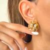 Round Irregular Stone-Shaped Pleated Gold Stainless Steel Stud Earrings for Women Vintage Korean Design Studs Jewelry Set