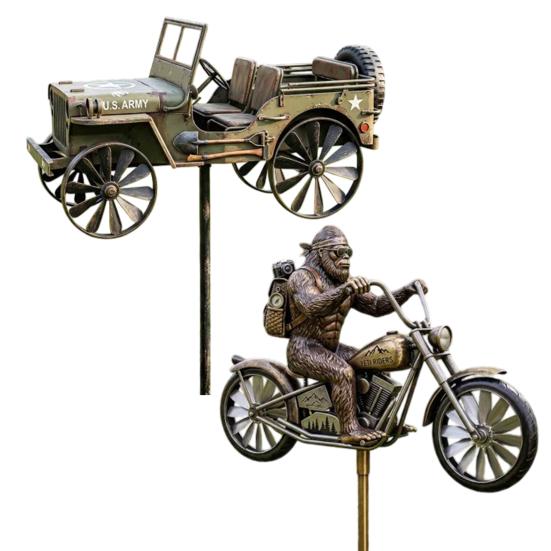 Garden Art Sasquatch Wind Spinner Wind-Powered Metal Weather Vane Kinetic Windmill Sculpture Outdoor Yard Patio Lawn Decoration