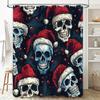 Blue Skulls Xmas Santa Claus Christmas Floral Bath Shower Curtain Waterproof Decorative Rug Mat Kitchen Decoration