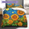 Polka Dot Sunflower Pattern Bedding Quilt Set  Home Decoration  Gift (1 * duvet cover + 2 * pillowcase  without core)
