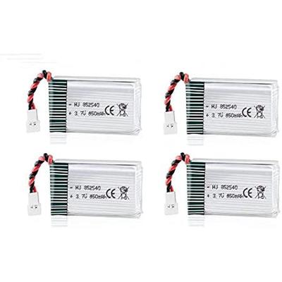 Set of 4 LiPo Rechargeable Batteries 3.7V 850mAh – Compatible with Syma X5SC X5SW RC Quadcopters – Silver – 48x25x14mm – 20g