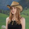 Summer Western Cowboy Hat Wide Brim Cowgirl Visor Cap Vintage Grass Hat  Bucket Hat