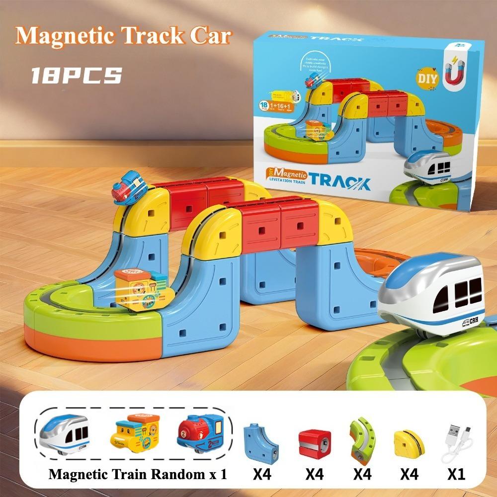 DIY Magnetic Versatile Electric Mini Train High-speed Rail Magic Magnetic Adhesion Rail Car Educational Kid Toy Christmas Gift