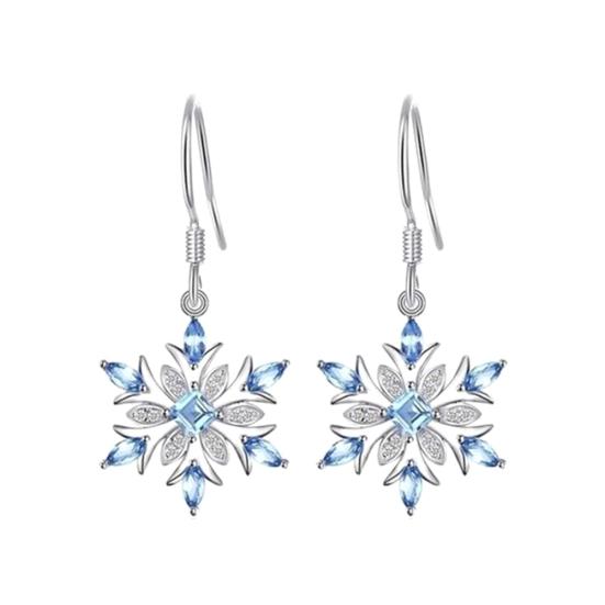 

Women Faux Sapphire Inlaid Snowflake Dangle Hook Earrings Wedding Jewelry Gift KYED0228