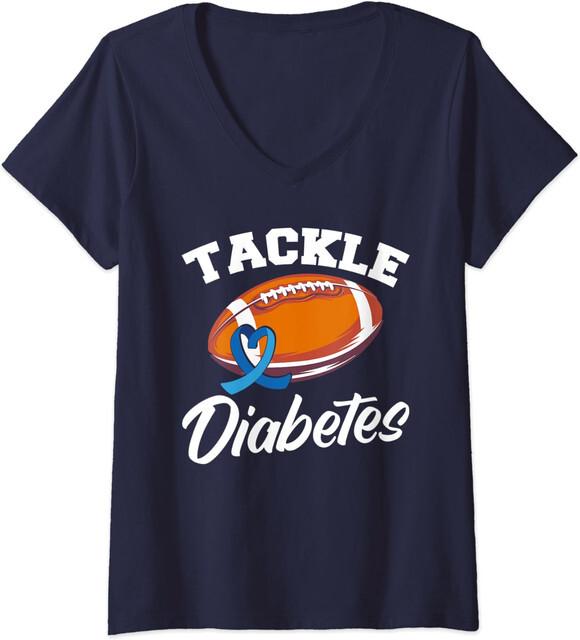 Tackle Diabetes T1D Warrior Diabetes Awareness Ladies  V-Neck Tshirt Unisex T-Shirt L
