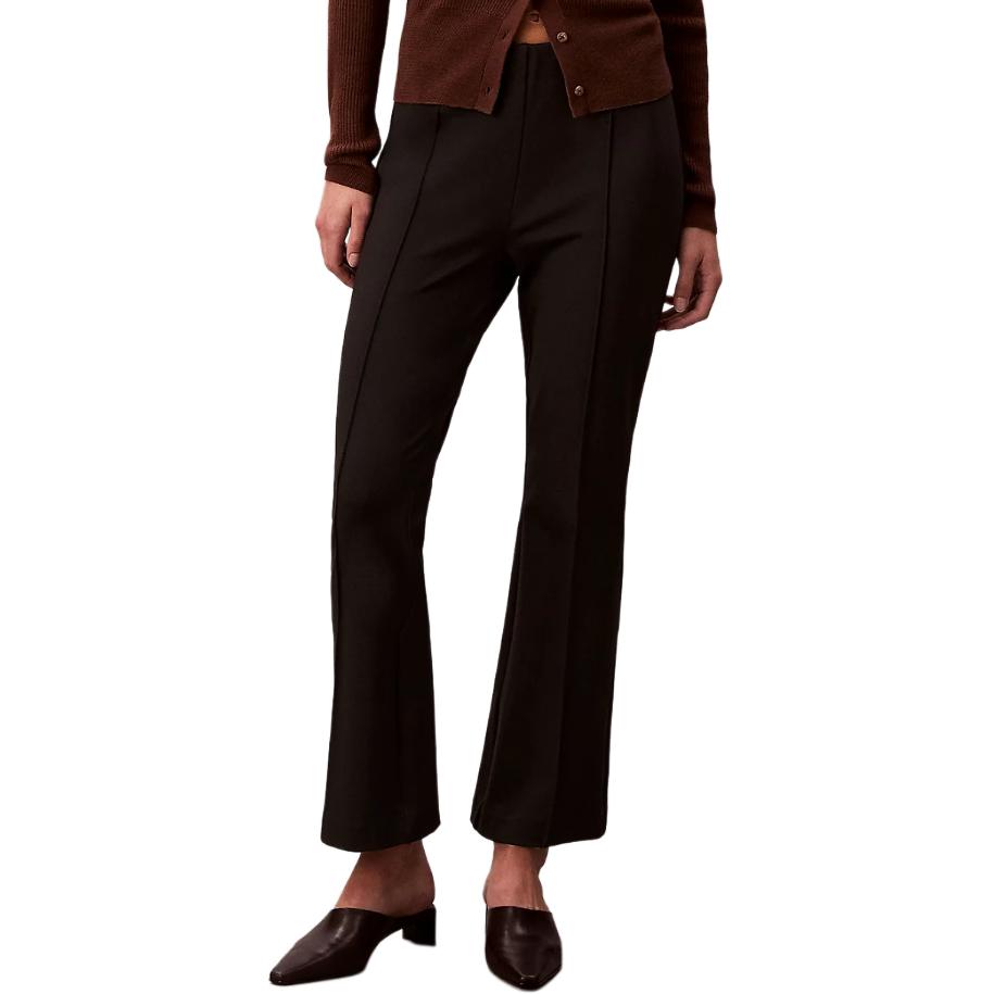 Calvin Klein Solid Mid-Rise Flared Casual Pants Women bottoms LV044D660G-UB1 L