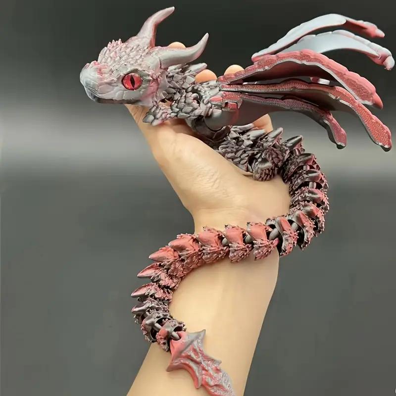 1pc 3D Printed Winged Carriage Dragon Figurine With Random Eyes, Art Deco Resin Dragon Sculpture, Tabletop Animal Theme Decor