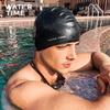 WATERTIME Silicone Swimming Cap, for Long Hair, Large Size, Ear Protection, High Elasticity, Comfortable, Black