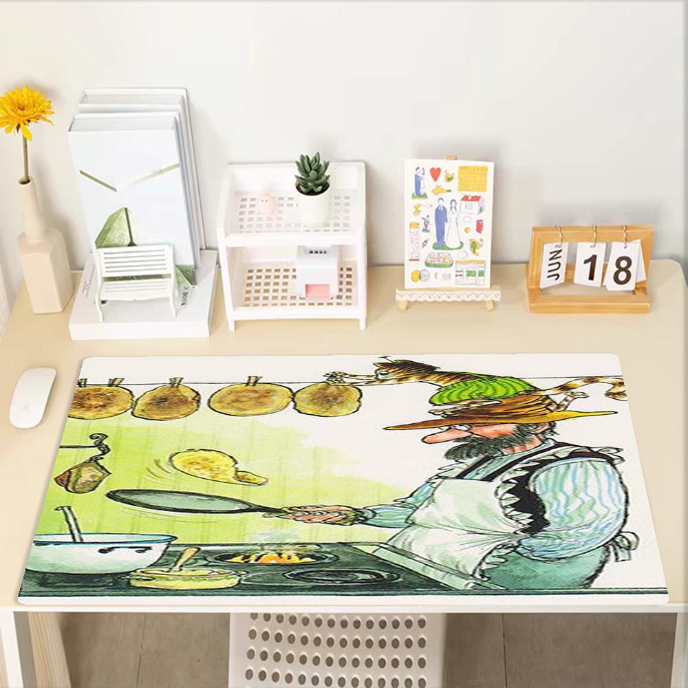 Pettson and Findus Theme Mouse Pad, Non Slip Rubber Base, Multifunctional Office & Home Decor, Perfect for Workspace Personalization.