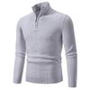 Men S Striped Stand Collar Pullover Knit Sweater Casual Winter Base Layer